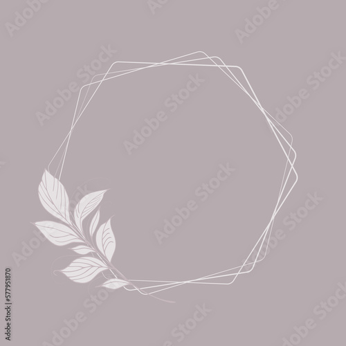 Elegant frame, background, floral wreath, gentle monogram with hand drawn wild herbs and flowers. vintage botanical illustration for invitation or wedding decor, logo, label, branding