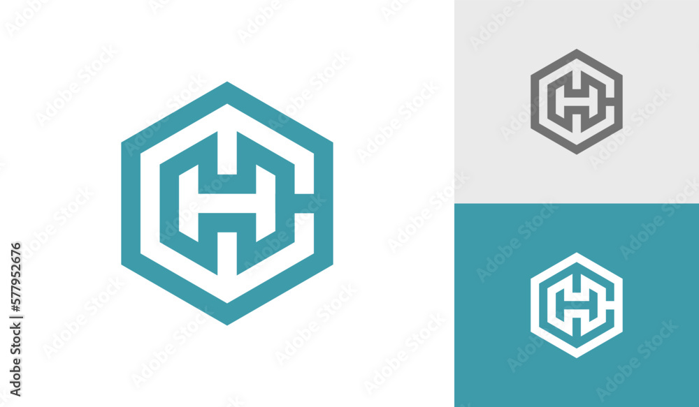 Letter CH or HC hexagon monogram logo design vector Letter CH or HC hexagon monogram logo design vector