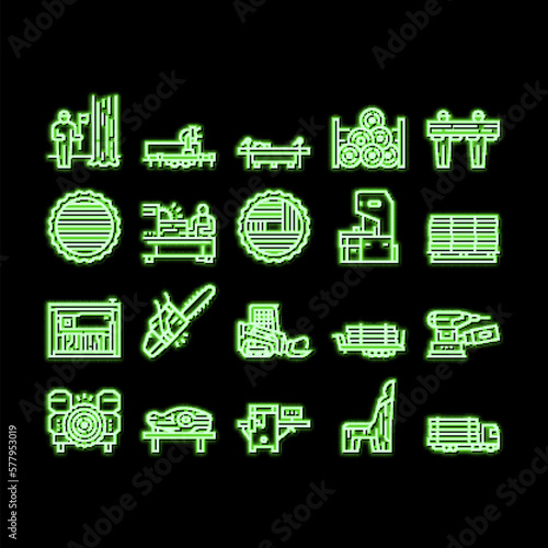 Sawmill Cut Service neon glow icon illustration