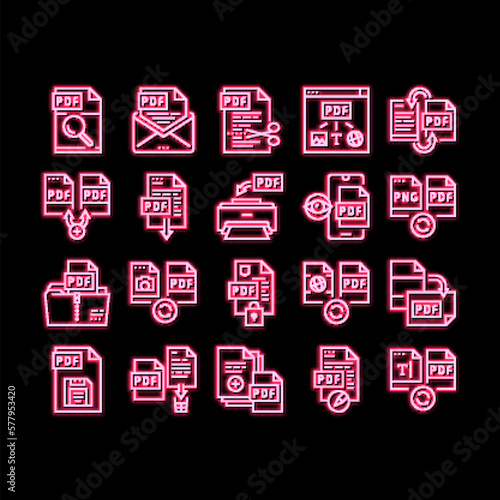 Pdf Electronic File neon glow icon illustration