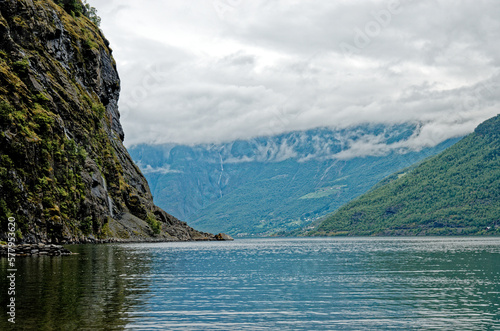 Beautiful view of Flam Fjord from a cruise boat trip