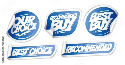 Recommended buy, our choice, best buy stickers set