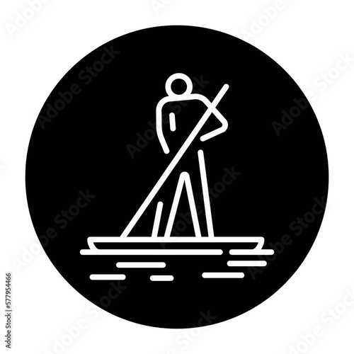 Paddleboarding black line icon. Water activity.