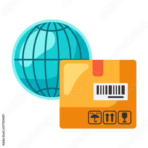 Illustration of worldwide cargo. Delivery of goods by order in store.