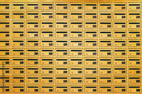 Yellow mail boxes pattern background.