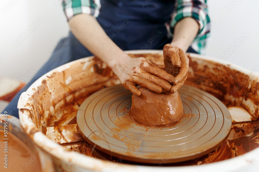 Cropped Image of Unrecognizable Female Ceramics Maker working with