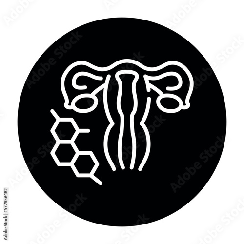 Stimulation by hormones black line icon. Fertilization.