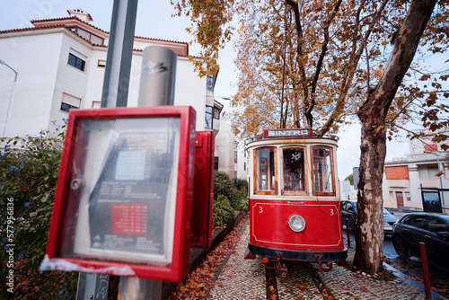 Old retro tram train. Attraction in Sintra, Portugal.