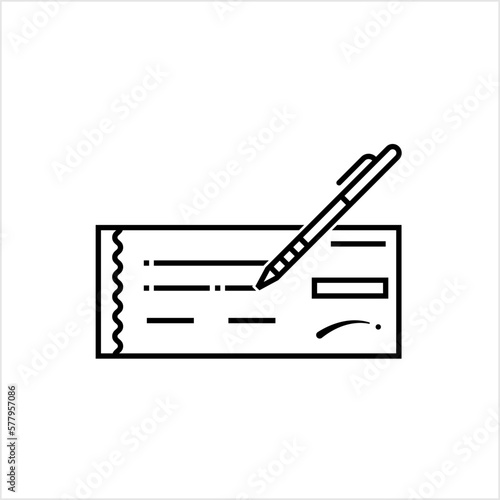 Cheque Icon, Banking Document For Money Transaction, Withdrawal, Transfer, Check Icon