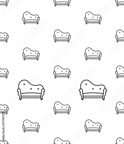 Sofa Icon Seamless Pattern, Furniture Icon, Couch,, Settee, Futon, Home Office Furniture
