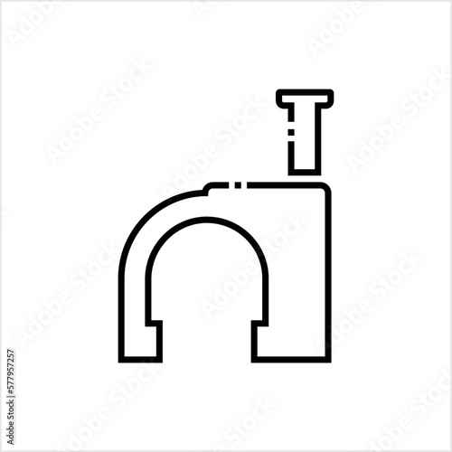 Wall Mount Nail Clip Icon, Cable Nail-In Clip Icon