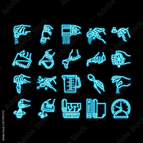 Cook Instruction For Prepare Meal neon glow icon illustration