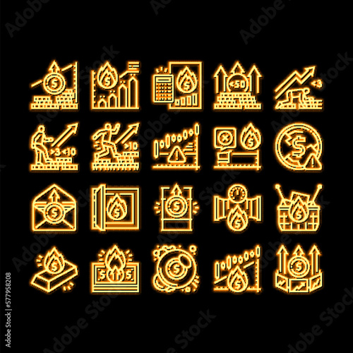 Inflation Financial World Problem neon glow icon illustration