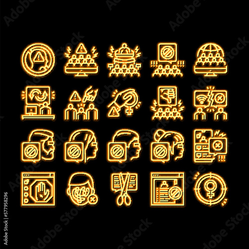 Cancel Culture And Discrimination neon glow icon illustration
