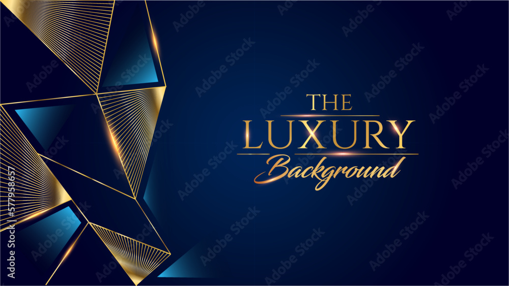 Blue Golden Polygonal Edge Triangle Corner. Royal Awards Graphics  Background. Glowing Lines Elegant Shine Modern Template. Luxury Premium  Corporate Template. Triangle shape Abstract Certificate Stock Vector