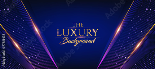 Dark Blue Golden Royal Awards Graphics Background. Lines Dotted Shimmer Elegant Shine Modern Template. Luxury Premium Corporate Abstract Design Template. Classic Shape Post. Center LED Screen Visual. 