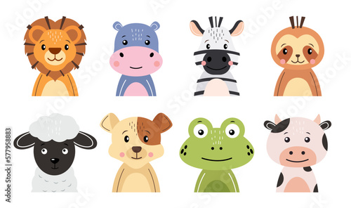 Obraz na płótnie Wildlife animals cartoon character collection