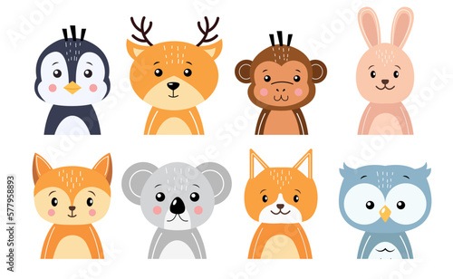 Photographie Wildlife animals cartoon character collection