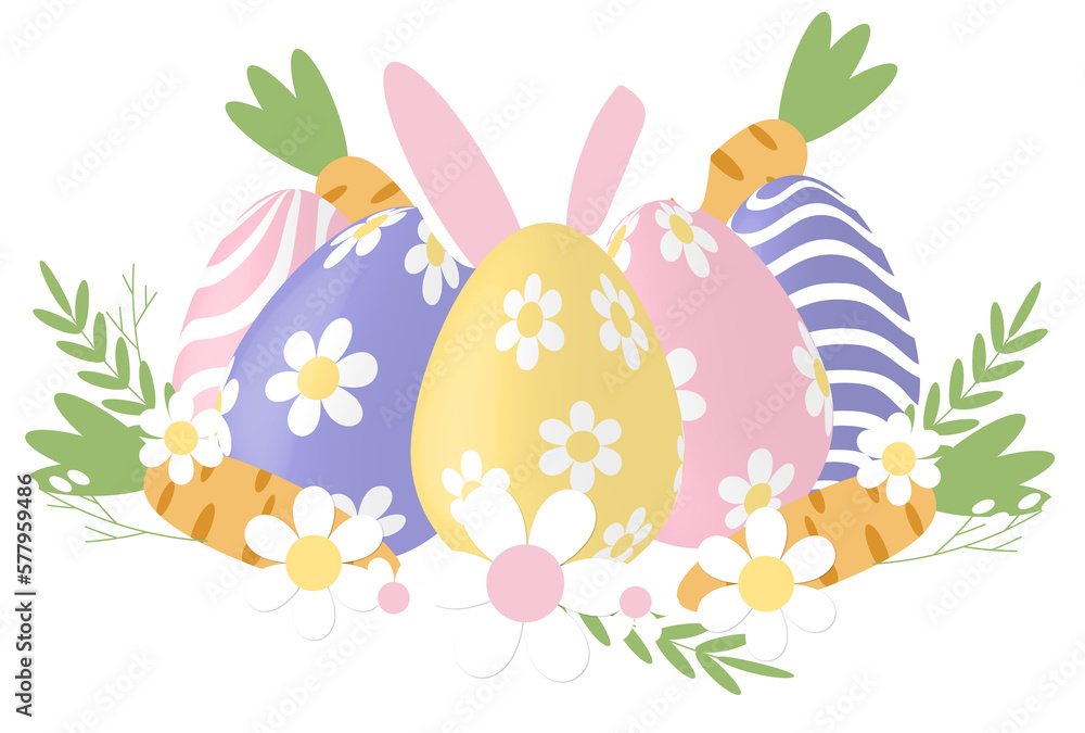 Easter egg with buuny and flower transparent backgound, Easter day Png Easter egg with buuny and flower transparent backgound, Easter day Png