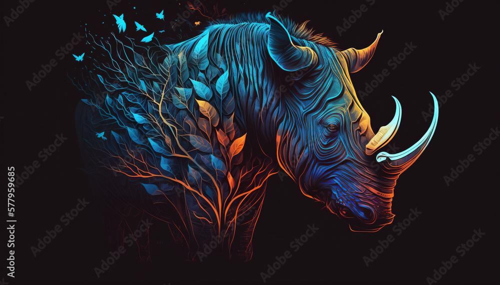 Rhino, Animals, Wallpaper, Background, Generative AI, Illustration 