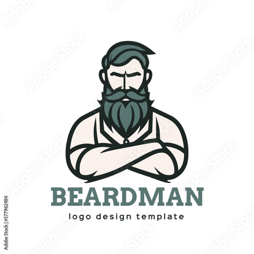 Beard man logo template vector icon illustration design isolated on white background
