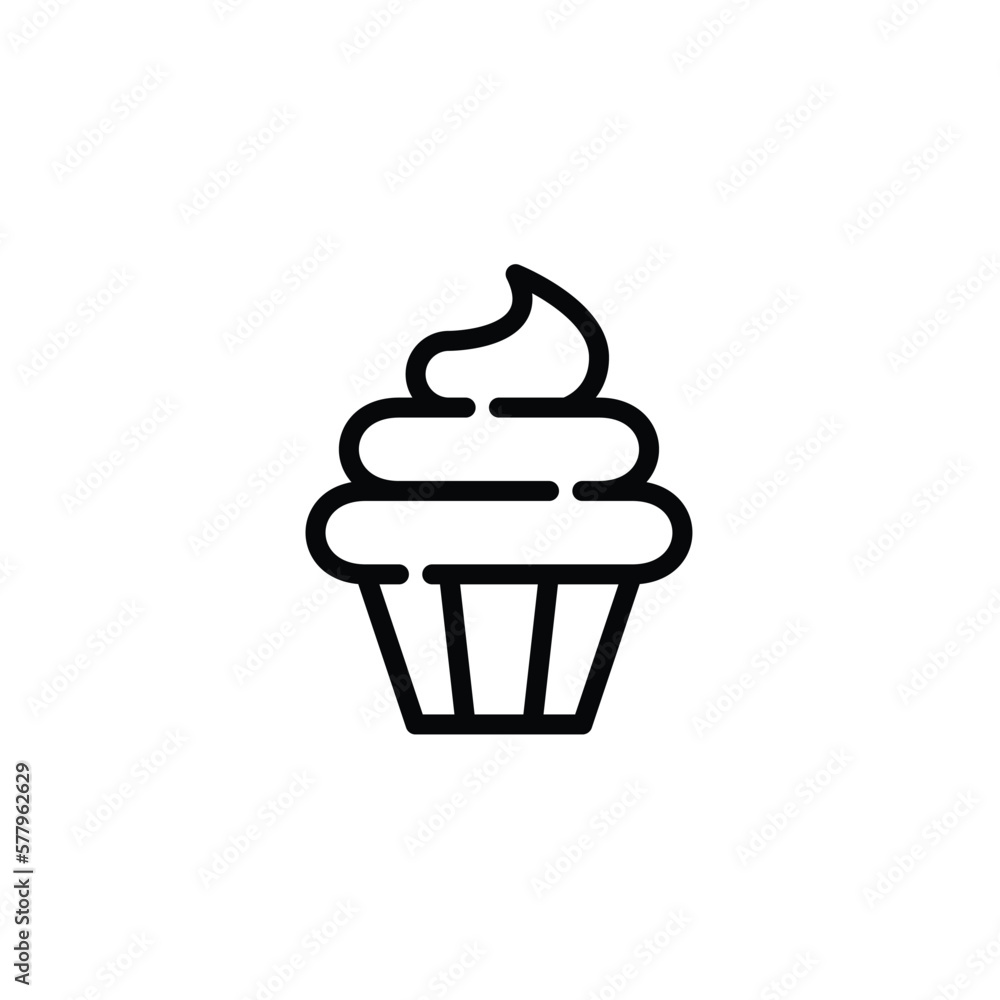 Cupcake with icing. Bakery treat. Pixel perfect, editable stroke icon Cupcake with icing. Bakery treat. Pixel perfect, editable stroke icon