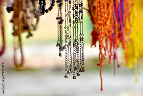 Hanged payal or ankle chain sell on street market in India