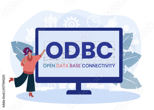 ODBC - Open Database Connectivity acronym. business concept background. vector illustration concept with keywords and icons. lettering illustration with icons for web banner, flyer