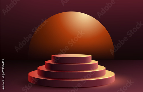 Minimalist podium with lighting, Stage Podium Scene with for Award, Decor element background. Vector