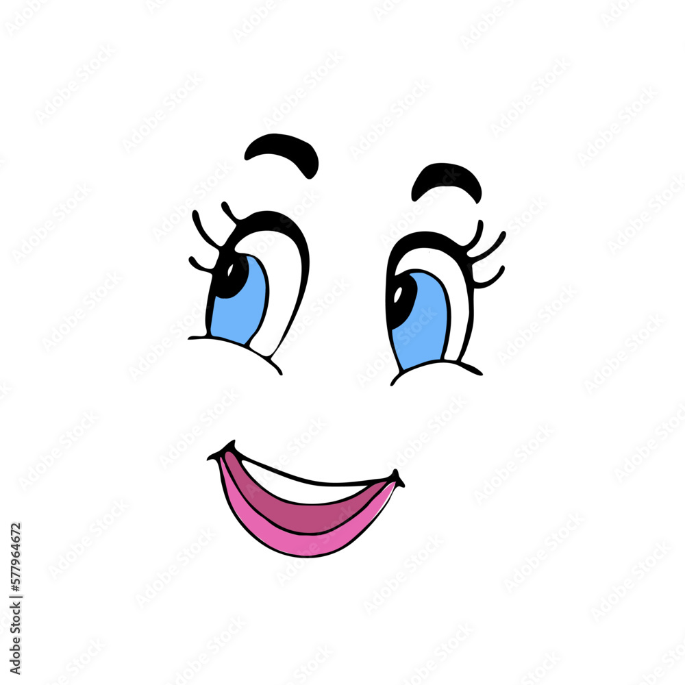 Hand-drawn face, mouth, nose, eyes Hand-drawn face, mouth, nose, eyes
