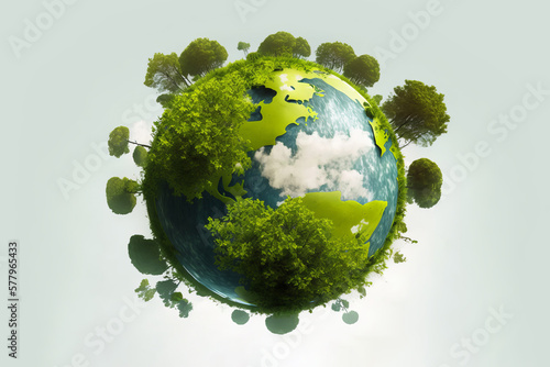 Fotobehang green planet.generative AI digital illustration.