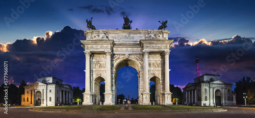 Arch of Peace in Milan sunset photo