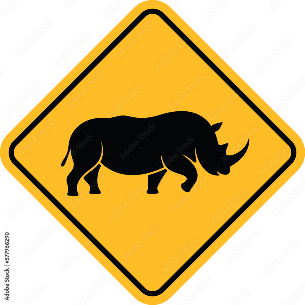 Rhino danger sign. Isolated rhino on white background Rhino danger sign. Isolated rhino on white background