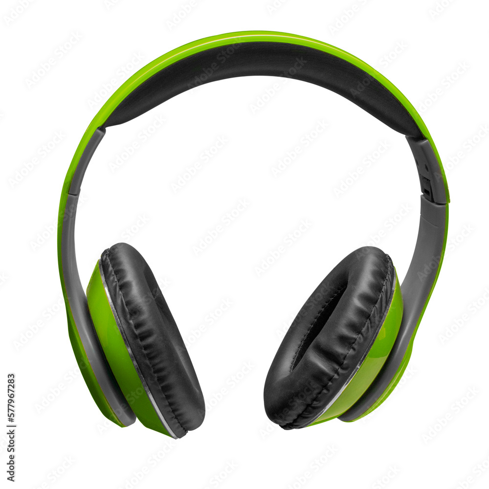 Green headphones on a transparent background Green headphones on a transparent background