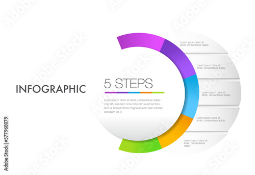 Infographic template for business 5 Steps processes  modern Timeline chart with table, and presentation business can be used for Business concept