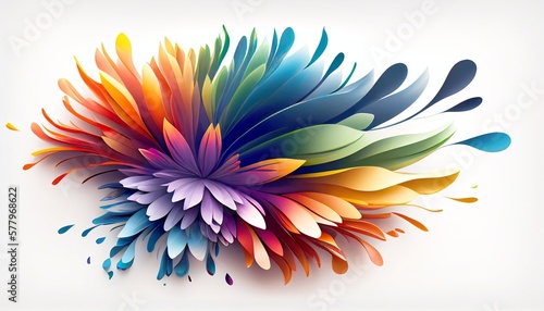 Colorful abstract flower art on white background. Generative AI.