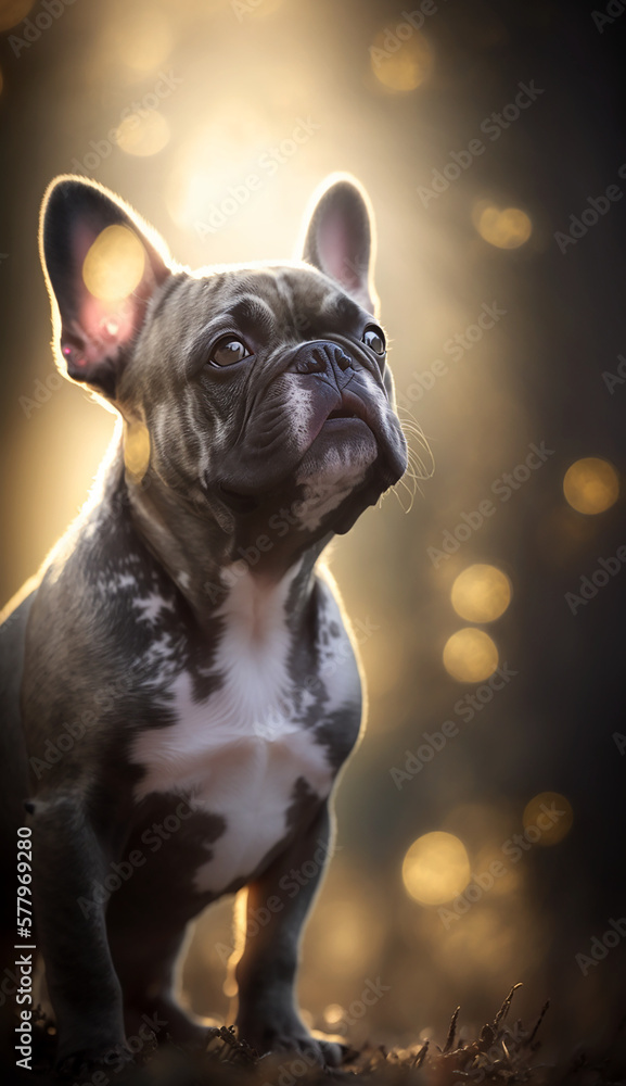 Portrait of a french bulldog. Beautiful pet and family photos, wallpaper, poster created with help of generative ai.