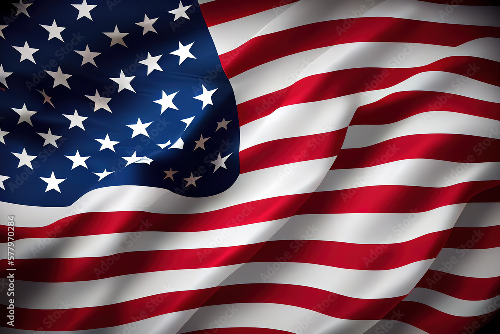 Obraz premium Red, white, and blue American flag for Memorial day or Veteran's day background. Generative Ai