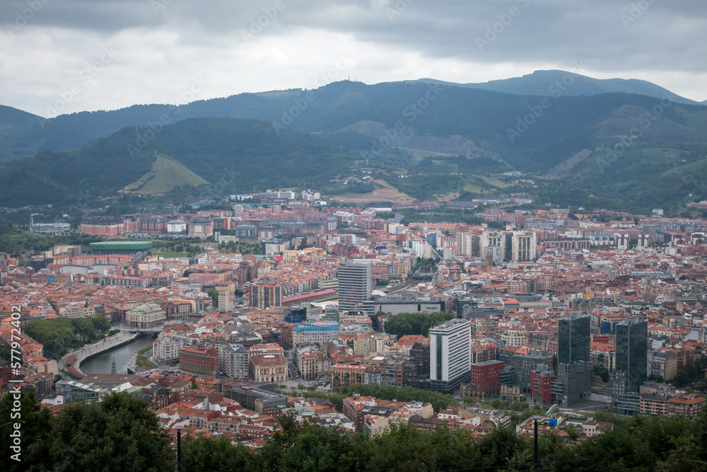 Aerial view of Bilbao city, Basque Country, Spain