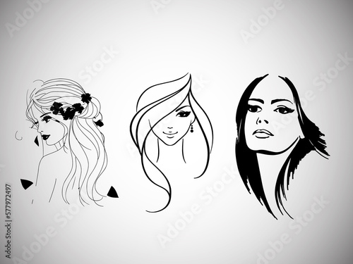 woman, hair, face, beauty, vector, illustration, fashion, silhouette, head, art, profile, logo, design, love, model, style, people, icon, black, hairstyle, tattoo, lips, glamour, symbol, elegance