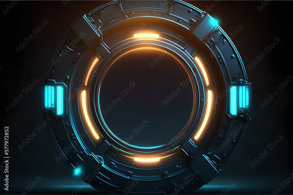 Modern round portal, technological portal in the style of futurism, made by Ai Modern round portal, technological portal in the style of futurism, made by Ai
