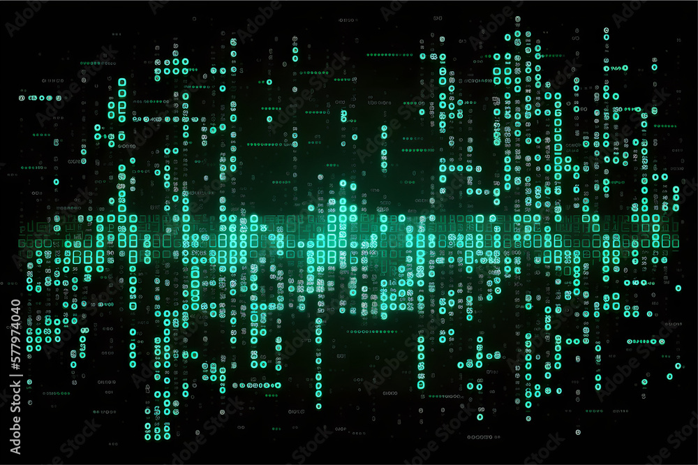 Digital binary code matrix background, made by AI