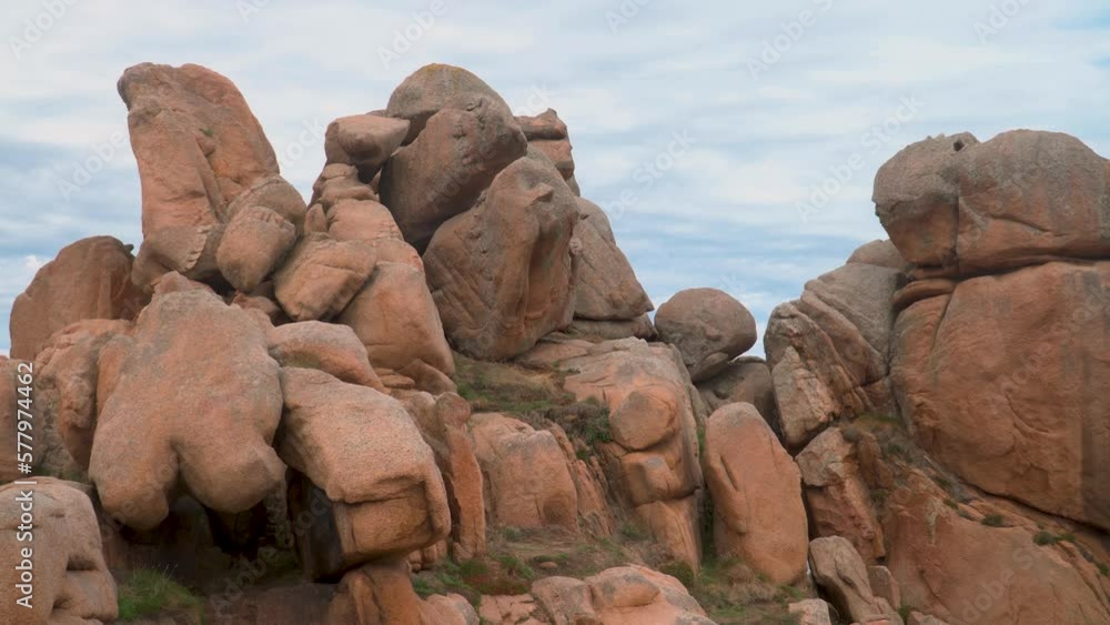 Famous granite rocks at the cote de granite rose in Tregastel in Brittany, France Famous granite rocks at the cote de granite rose in Tregastel in Brittany, France