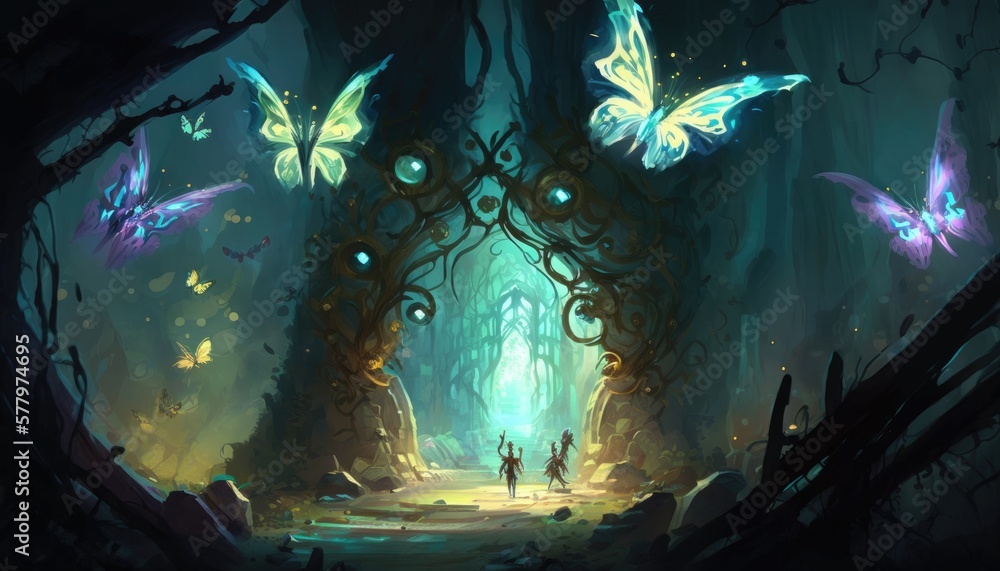 Naklejka premium The Fae's Gateway to Enchantment. Generative AI