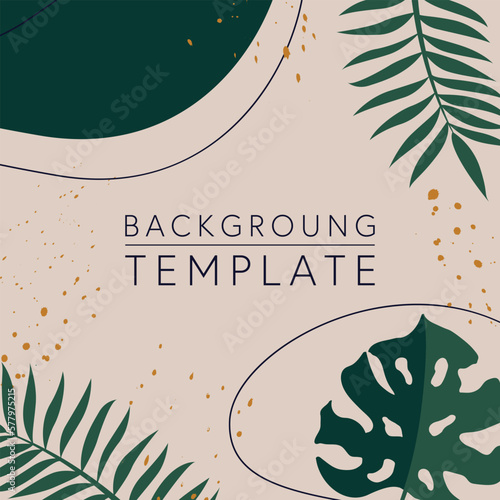 Trendy abstract square templates with leaves, flowers and geometric shapes. Good for social media posts, mobile apps, banner designs and online promotions and adverts. Abstract vector background.