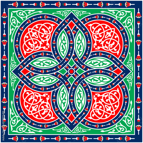 Islamic Pattern Art Illustration of Ramadan Festival Designs Fabric, Colorful Background