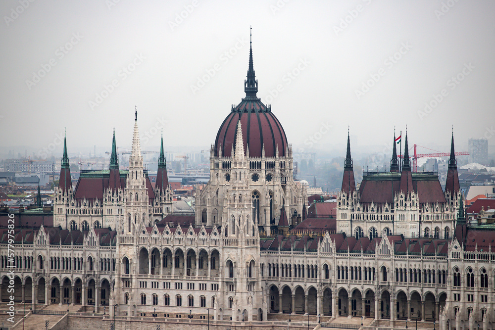 Budapest beautiful view with Hungarian parliament building.