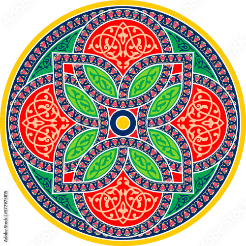 Islamic Pattern Art Illustration of Ramadan Festival Designs Fabric, Colorful Background