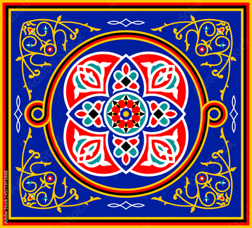 Islamic Pattern Art Illustration of Ramadan Festival Designs Fabric, Colorful Background