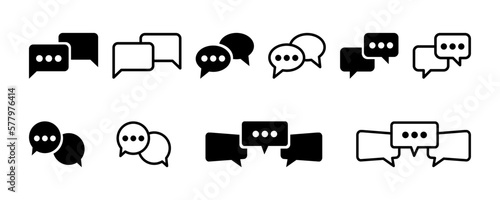 Set of chat or message vector icons. Comment, dialog, online support icons. Vector 10 Eps.
